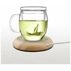 USB Coffee Mug Heater Coaster, Insulation For Desktop Drink And Tea Cup, Waterproof Glass Heater Panel For Office And Home (Light Wood Grain) -Home Appliance Store 100159009 4