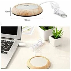 USB Coffee Mug Heater Coaster, Insulation For Desktop Drink And Tea Cup, Waterproof Glass Heater Panel For Office And Home (Light Wood Grain) -Home Appliance Store 100159009 5