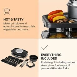 Klarstein Entrecote 2-in-1 Raclette Grill & Fondue Natural Stone 1100W 8 Persons 11 Klarstein Entrecote 2-in-1 Raclette Grill & Fondue Natural Stone 1100W 8 Persons -Home Appliance Store 14842193 5
