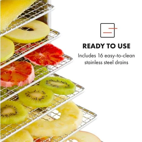 Klarstein Master Jerky 16 Dehydrator 1500W 40-90 ° C 15h-Timer Stainless Steel Silver 5 Klarstein Master Jerky 16 Dehydrator 1500W 40-90 ° C 15h-Timer Stainless Steel Silver - Image 3