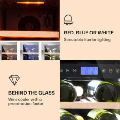 Klarstein Vinovilla 17 Built-In Duo Two-Zone Wine Fridge 53l 17 Bottles 3-Colour Glass Door -Home Appliance Store 22969412 3