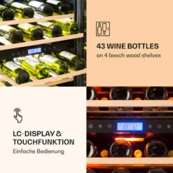 Klarstein Vinovilla 43 Built-In Duo Two-Zone Wine Fridge 129l 43 Bottles 3-Colour Glass Door -Home Appliance Store 22969413 5