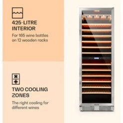 Klarstein Vinovilla Grande 165 Built-in Duo Wine Fridge 425l 165 Bottles 3-colour Glass Door -Home Appliance Store 22969417 3