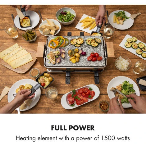 Klarstein Prime Rib Raclette Grill 8 Pers. 1500 W Natural Stone Plate Stainless Steel Wooden Feet 4 Klarstein Prime Rib Raclette Grill 8 Pers. 1500 W Natural Stone Plate Stainless Steel Wooden Feet - Image 2