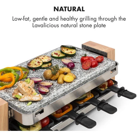 Klarstein Prime Rib Raclette Grill 8 Pers. 1500 W Natural Stone Plate Stainless Steel Wooden Feet 5 Klarstein Prime Rib Raclette Grill 8 Pers. 1500 W Natural Stone Plate Stainless Steel Wooden Feet - Image 3