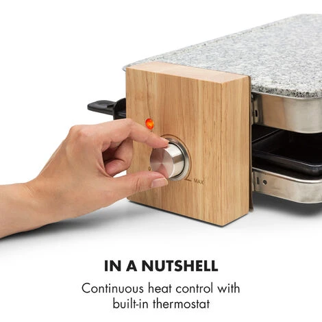 Klarstein Prime Rib Raclette Grill 8 Pers. 1500 W Natural Stone Plate Stainless Steel Wooden Feet 7 Klarstein Prime Rib Raclette Grill 8 Pers. 1500 W Natural Stone Plate Stainless Steel Wooden Feet - Image 5