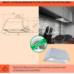 Klarstein Paolo Cooker Hood Built-in 52,5 Cm EEC: A 593 M³/h LED Touch -Home Appliance Store 22969732 5