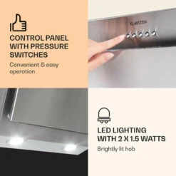 Klarstein Athena Cooker Bonnet 60cm Exhaust Air: 350 M³/h LED Stainless Steel -Home Appliance Store 22969760 4