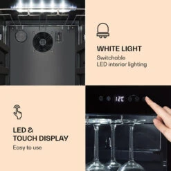 Klarstein Bellevin 62 Wine Cooler 56 Bottles 5-20 ° C Energy Class A Black -Home Appliance Store 22969765 3