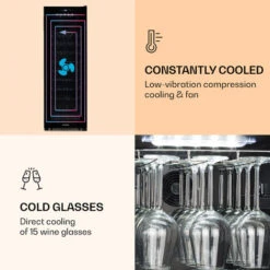 Klarstein Bellevin 62 Wine Cooler 56 Bottles 5-20 ° C Energy Class A Black -Home Appliance Store 22969765 5