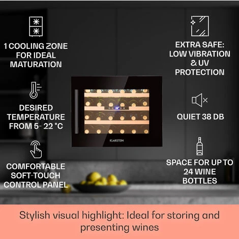 Klarstein Vinsider 24 Built-In Uno Onyx Edition Built-In Wine Fridge 24 Bottles 57 L 4 Klarstein Vinsider 24 Built-In Uno Onyx Edition Built-In Wine Fridge 24 Bottles 57 L - Image 2