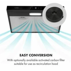 Klarstein Contempo Neo Substructure Cooker Extractor Hood 60cm 175m³ / H LED Stainless Steel Acrylic Black -Home Appliance Store 22970172 3