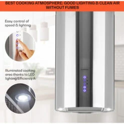 Klarstein Beretta Island Cooker Extractor Hood Ø35cm Exhaust / Circulating Air 650m³ / H LED Stainless Steel -Home Appliance Store 22970406 4