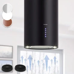 Klarstein Klarstein Beretta Island Cooker Extractor Hood Ø35cm Exhaust / Circulating Air 650m³ / H LED Black