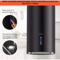 Klarstein Klarstein Beretta Island Cooker Extractor Hood Ø35cm Exhaust / Circulating Air 650m³ / H LED Black -Home Appliance Store 22970410 4