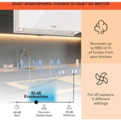Klarstein Kronleuchter XL Kitchen Island Extractor Hood 90cm Recirculation 590m³/h LED Touchscreen White 9 Klarstein Kronleuchter XL Kitchen Island Extractor Hood 90cm Recirculation 590m³/h LED Touchscreen White -Home Appliance Store 22970682 3