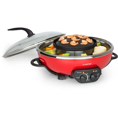 Klarstein Szechuan Hot Pot And Grill Plate 5l Vol. 1350 W, 600 W Red 3 Klarstein Szechuan Hot Pot And Grill Plate 5l Vol. 1350 W, 600 W Red