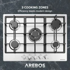 AREBOS Stainless Steel Gas Cooker - 5 Burners - 68 Cm -Home Appliance Store 28598036 4