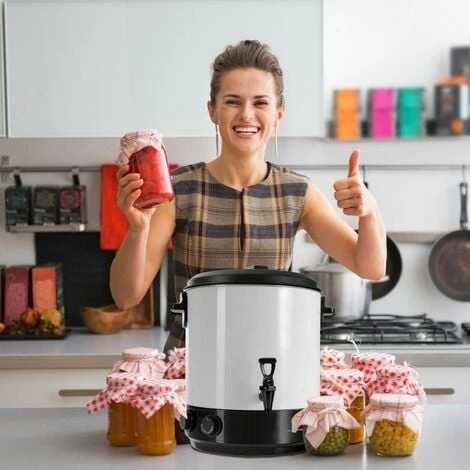 AREBOS Automatic Canning Machine 1800 W Canning Pot 28 L With Timer, Thermostat & Overheating Protection Stepless Temperature Adjustment 30-110 °C Timer 20-120 Min. 4 AREBOS Automatic Canning Machine 1800 W Canning Pot 28 L With Timer, Thermostat & Overheating Protection Stepless Temperature Adjustment 30-110 °C Timer 20-120 Min. - Image 2