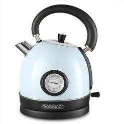 Monzana Electric Retro Kettle 1.8L Cordless Vintage 2200 W Boil Dry Protection Black Cream Blue Blue