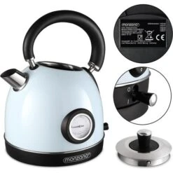 Monzana Electric Retro Kettle 1.8L Cordless Vintage 2200 W Boil Dry Protection Black Cream Blue Blue -Home Appliance Store 29963228 4