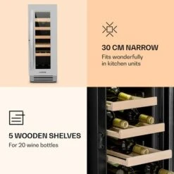 Klarstein Vinovilla Smart Wine Fridge 50l / 20 Bottles Glass Door Stainless Steel -Home Appliance Store 33502956 4