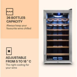 Klarstein Vinamour 26 Uno Wine Refrigerator 26 Bottles 88 Litres Stainless Steel LED -Home Appliance Store 33503294 3