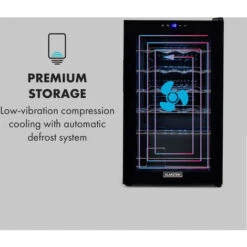 Klarstein Shiraz 24 Uno Wine Refrigerator 63 Litres 24 Bottles Touch Control Panel 5-18°C -Home Appliance Store 33503501 5