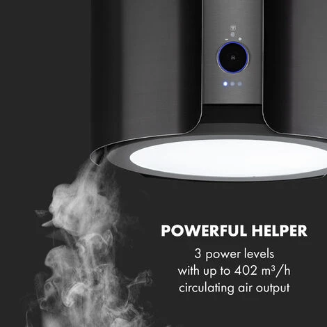 Klarstein Skyfall Smart, Island Extractor Hood, Ø45cm, Circulating Air, 402m³ / H, LED, Stainless Steel, Black 5 Klarstein Skyfall Smart, Island Extractor Hood, Ø45cm, Circulating Air, 402m³ / H, LED, Stainless Steel, Black - Image 3