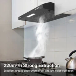 CIARRA 903BK60 Visor Cooker Hood 60cm 3 Speeds Stainless Steel Extractor Fan Black -Home Appliance Store 36409462 3