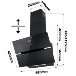 CIARRA 60cm Glass Angled Cooker Hood Class A++ 650m3/h 4 Speeds Touch Control-CD6736FB -Home Appliance Store 36409469 5