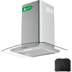 CIARRA 650m3/h 60cm Cooker Hood With Carbon Filter Class A Stainless Steel Glass Extractor Hood -506SS60