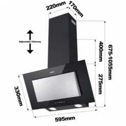 CIARRA 60cm Angled Wall Mounted Cooker Hood With 3-speed Extraction-CD6736DB -Home Appliance Store 36409480 5