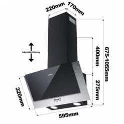 CIARRA 60cm Angled Cooker Hood With 3-speed Extraction -736CBK60 -Home Appliance Store 36409485 5