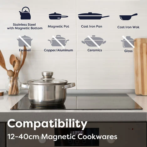 CIARRA Built-in 4 Zones Induction Hob, Integrated Electric Cooktop With 2 Flex Zones 7200W-CD4BFFBIH 6 CIARRA Built-in 4 Zones Induction Hob, Integrated Electric Cooktop With 2 Flex Zones 7200W-CD4BFFBIH - Image 4