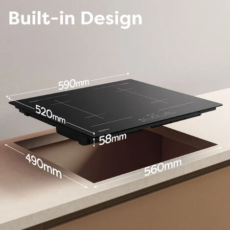 CIARRA Built-in 4 Zones Induction Hob, Integrated Electric Cooktop With 2 Flex Zones 7200W-CD4BFFBIH 7 CIARRA Built-in 4 Zones Induction Hob, Integrated Electric Cooktop With 2 Flex Zones 7200W-CD4BFFBIH - Image 5