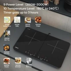 CIARRA 2800W Induction Hob 9 Power Levels 10 Temperature Levels Safety Lock-CUTIH2 -Home Appliance Store 36409488 3