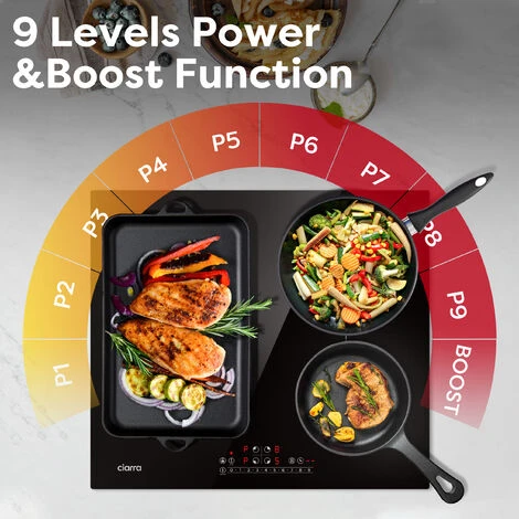 CIARRA Built-in 4 Zones Induction Hob, Integrated Electric Cooktop With 1 Flex Zone 7200W-CD4BFBIH 4 CIARRA Built-in 4 Zones Induction Hob, Integrated Electric Cooktop With 1 Flex Zone 7200W-CD4BFBIH - Image 2