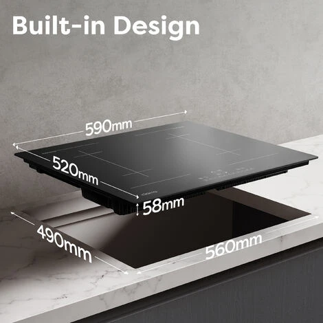 CIARRA Built-in 4 Zones Induction Hob, Integrated Electric Cooktop With 1 Flex Zone 7200W-CD4BFBIH 7 CIARRA Built-in 4 Zones Induction Hob, Integrated Electric Cooktop With 1 Flex Zone 7200W-CD4BFBIH - Image 5