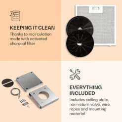 Klarstein Kronleuchter Smart, Island Hood, 595m³ / H, App Control, LED Panel -Home Appliance Store 39501053 5