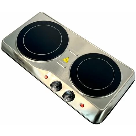 Oypla 2000W Ceramic Portable Infrared Electric Double Hot Plate Hob 4 Oypla 2000W Ceramic Portable Infrared Electric Double Hot Plate Hob - Image 2
