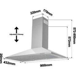 CIARRA 90cm Cooker Hood 2pcs Carbon Filters Class A 370m3/h Stainless Steel Chimney Hood -201SS90 -Home Appliance Store 42185727 5