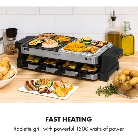 Klarstein Sirloin Raclette 1500W Aluminum / Stone 8 People LED 4 Klarstein Sirloin Raclette 1500W Aluminum / Stone 8 People LED - Image 2
