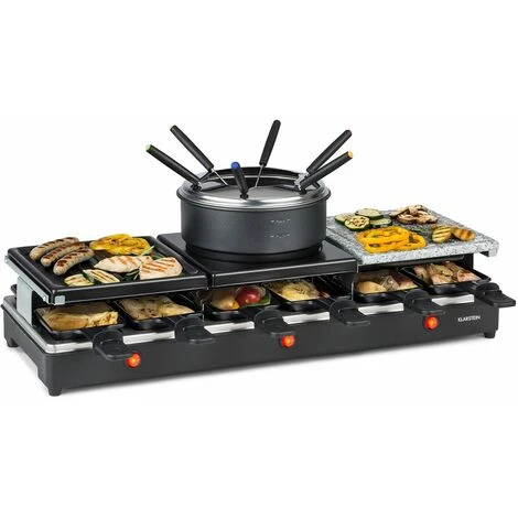 Klarstein Fonduelette XL, 3-in-1 Raclette Grill & Fondue, Natural Stone, 1650W, 12 People 3 Klarstein Fonduelette XL, 3-in-1 Raclette Grill & Fondue, Natural Stone, 1650W, 12 People