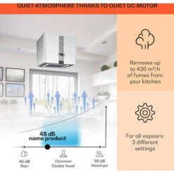 Klarstein Futurelight Smart Island Bonnet Recirculation 420m³/h LED Stainless Steel 9 Klarstein Futurelight Smart Island Bonnet Recirculation 420m³/h LED Stainless Steel -Home Appliance Store 50828013 3