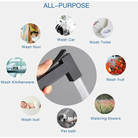 MUFF Toilet Spray Kit, Black Brass Hand Held Bidet Sprayer Bidet Sprayer Wall Mounted Toilet Sprayer Complete Kit G1/2 7 MUFF Toilet Spray Kit, Black Brass Hand Held Bidet Sprayer Bidet Sprayer Wall Mounted Toilet Sprayer Complete Kit G1/2 - Image 5