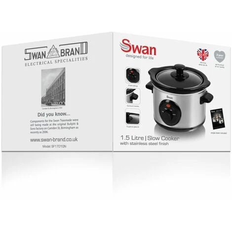 Swan 1.5 Litre Stainless Steel Slow Cooker 6 Swan 1.5 Litre Stainless Steel Slow Cooker - Image 4