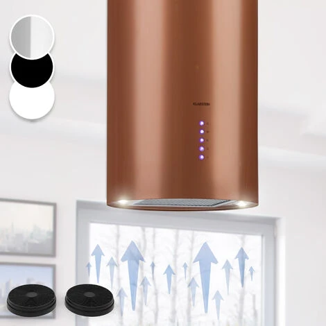 Klarstein Beretta, Island Extractor Hood, Ø 35 Cm, Exhaust / Circulating Air, 650m³ / H, LED, Copper 3 Klarstein Beretta, Island Extractor Hood, Ø 35 Cm, Exhaust / Circulating Air, 650m³ / H, LED, Copper