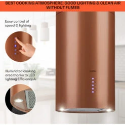 Klarstein Beretta, Island Extractor Hood, Ø 35 Cm, Exhaust / Circulating Air, 650m³ / H, LED, Copper 10 Klarstein Beretta, Island Extractor Hood, Ø 35 Cm, Exhaust / Circulating Air, 650m³ / H, LED, Copper -Home Appliance Store 56581942 4
