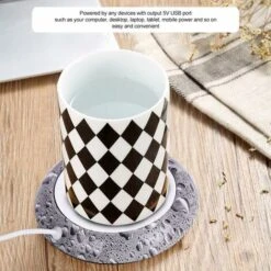 USB Wood Grain Cup Warmer Heat Drink Cup Mat Office Tea Coffee Warmer Pad Water Bead Pattern -Home Appliance Store 59941031 4